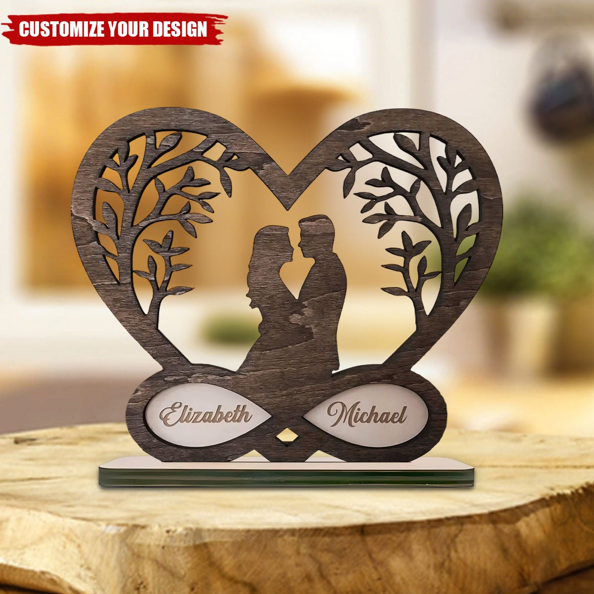Personalized Romantic Couple Christmas Standing Wooden Plaque