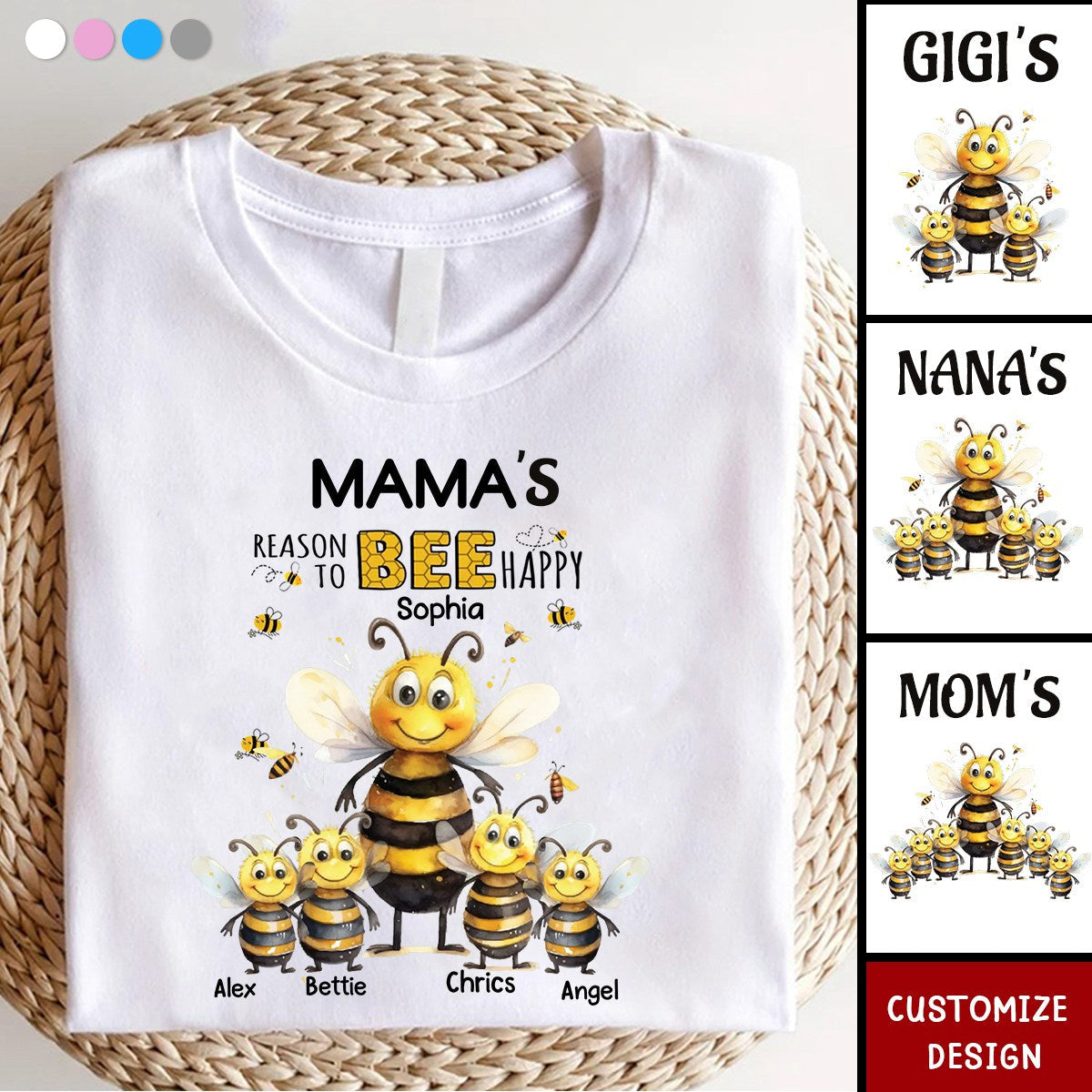 Personalized T-shirts With Grandmas And Mom- Reasons To Be Happy And Kids Names
