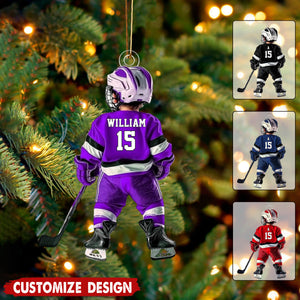 Personalized Kid Hockey Acrylic Ornament - Gift For Hockey Lovers