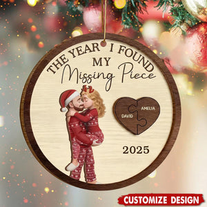The Year I Found My Missing Piece Custom Couples Wood Ornament, Couple Christmas Ornament