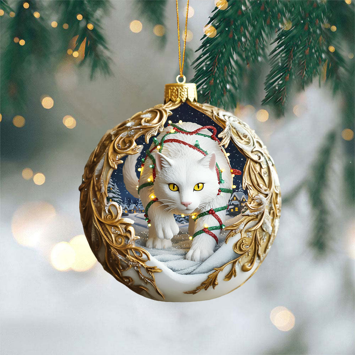 Yule Cat Christmas Hanging Ornament