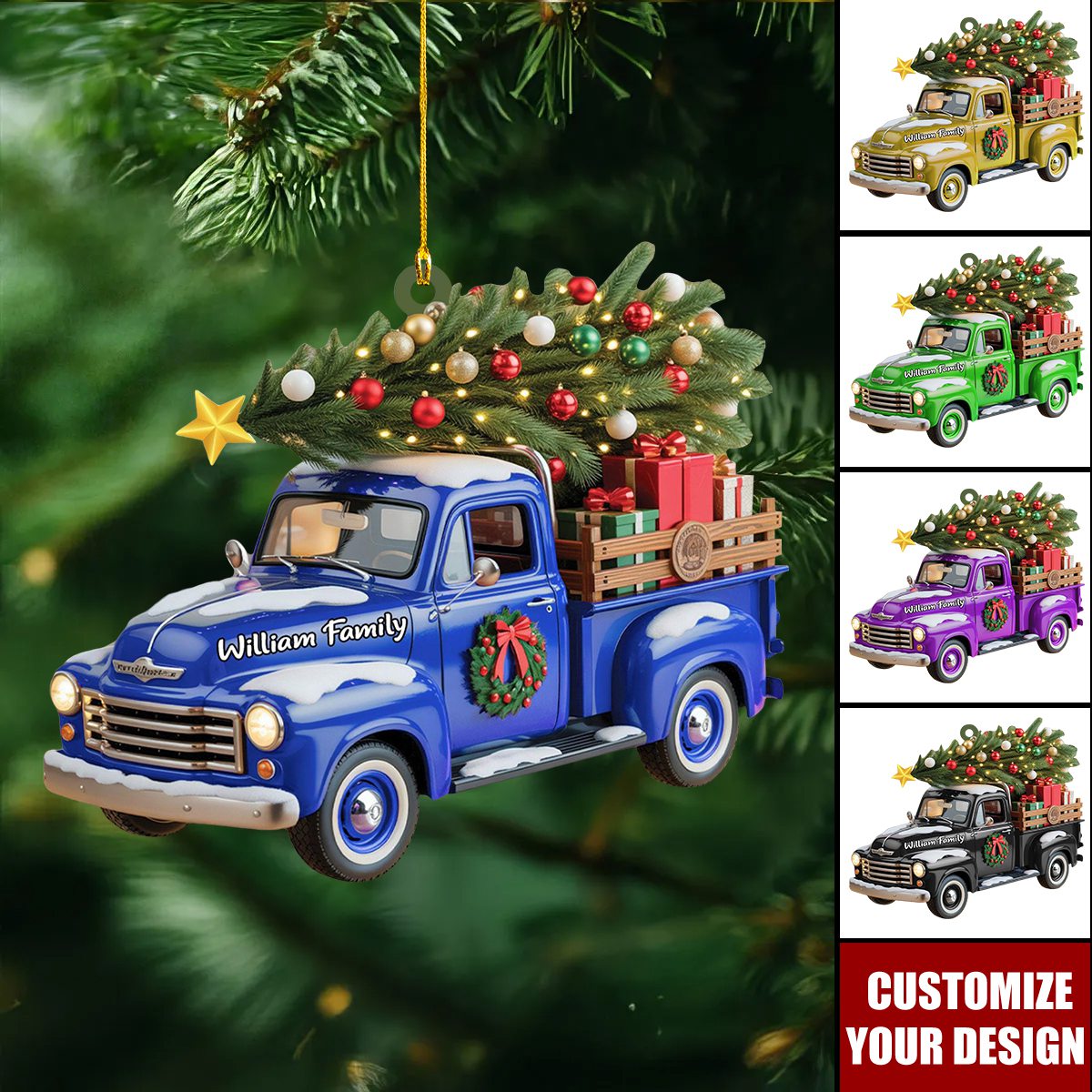 Personalized Truck Christmas Ornament, Gift For Trucker Ornament