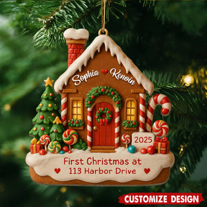Personalized New Home Gingerbread Christmas Acrylic Ornament