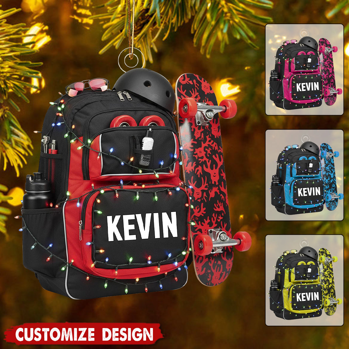 Personalized Skateboard Backpack Ornament