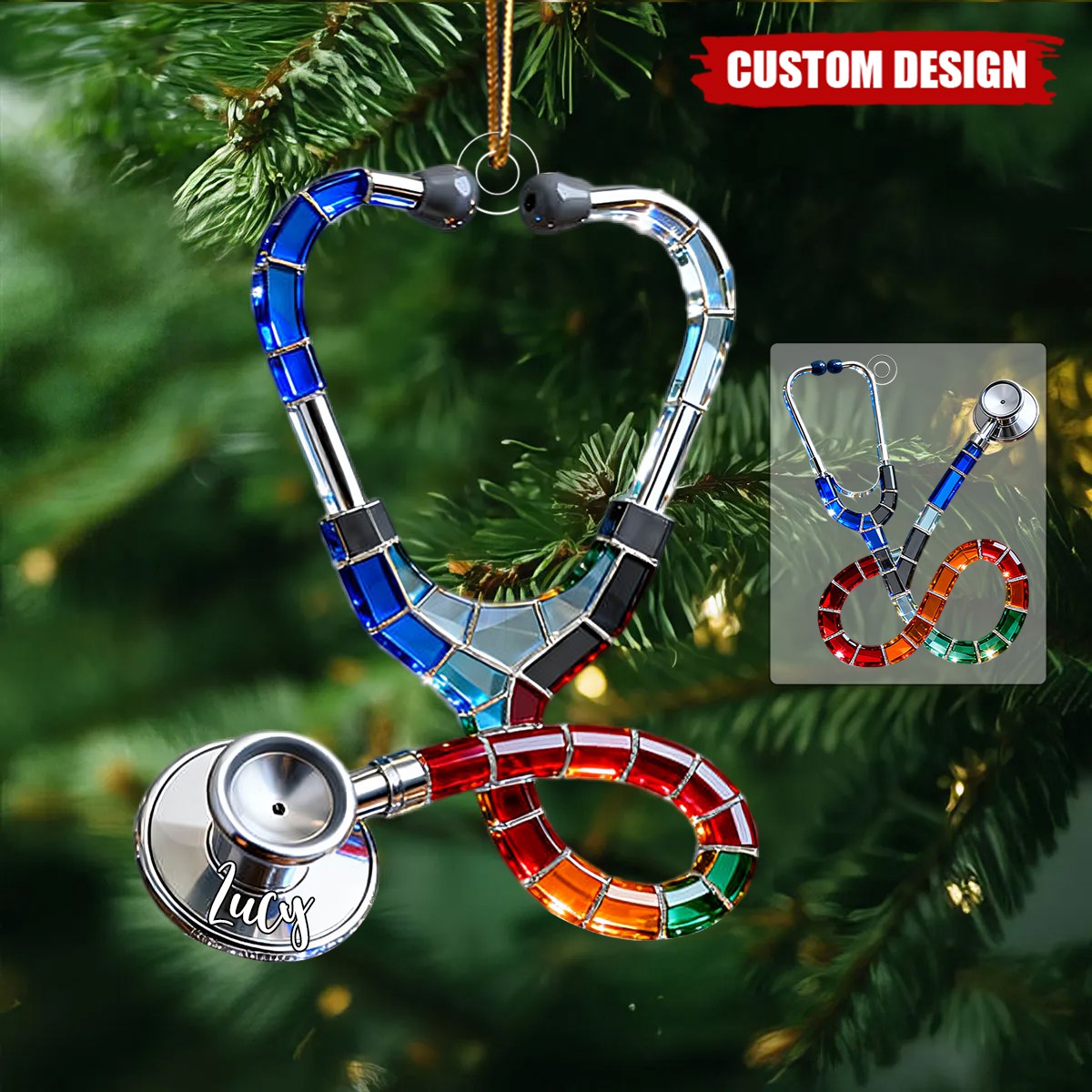 Personalized Stethoscope Christmas Ornament