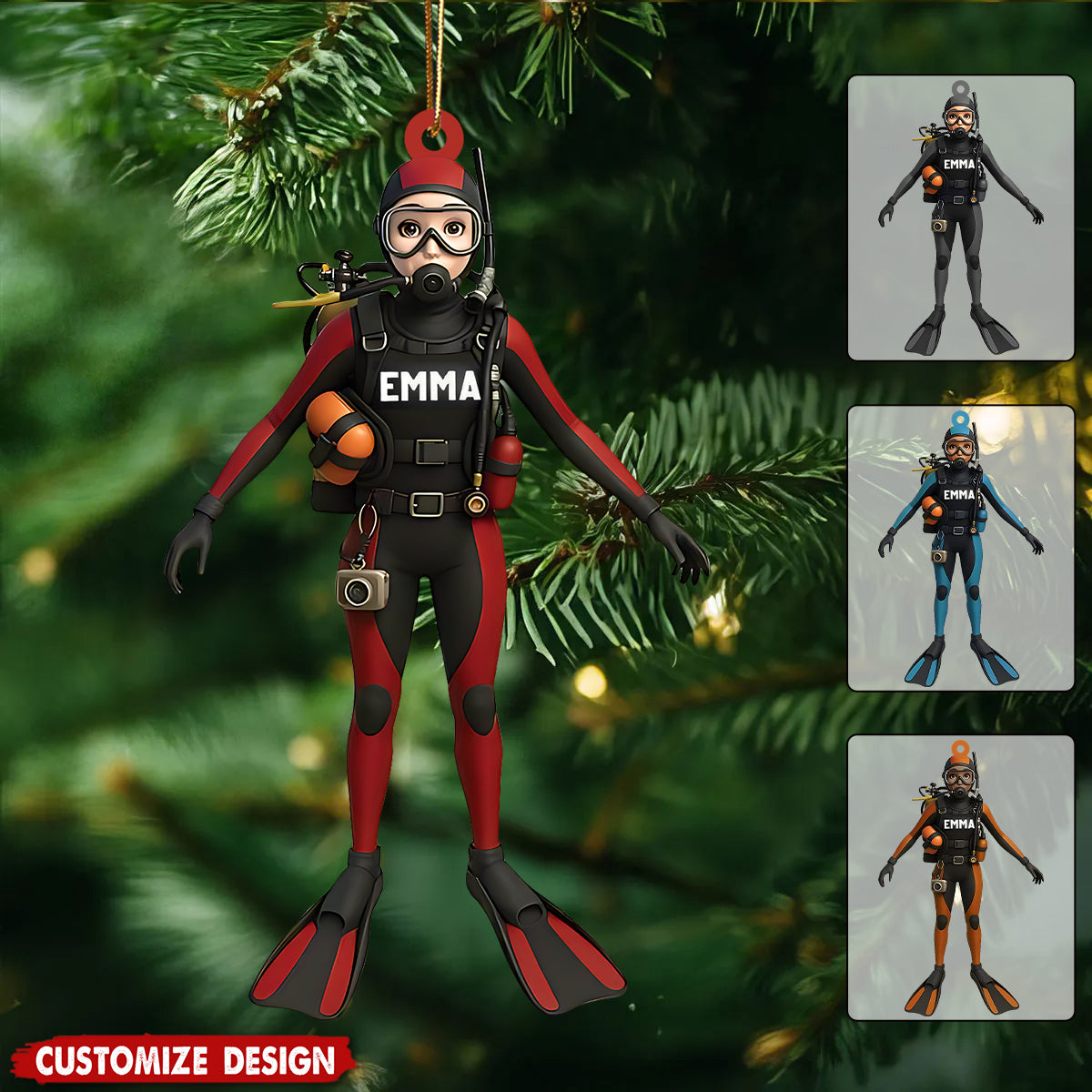 Personalized Scuba Diving Ornament - Gift for Diver