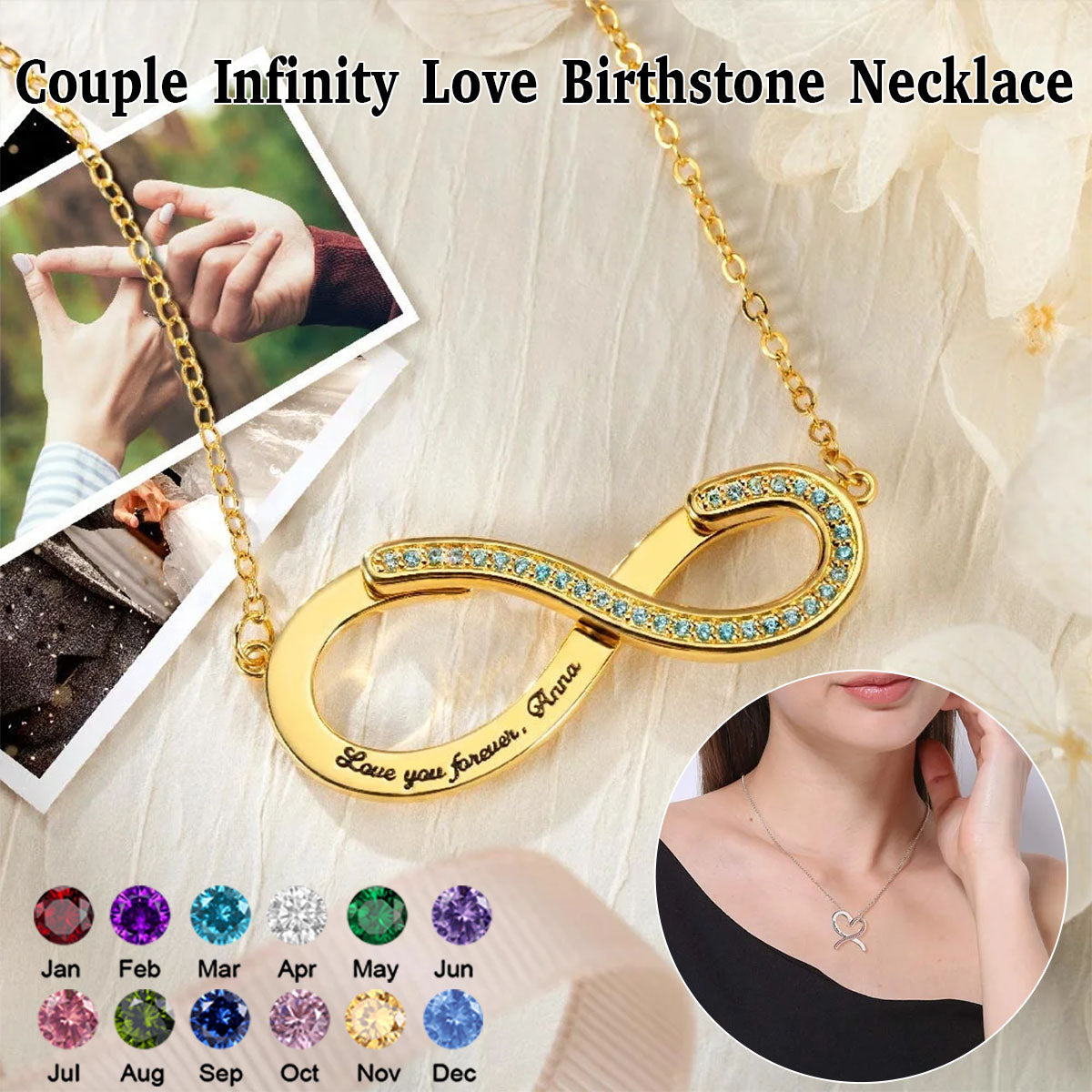 Personalized Convertible Infinity Love Birthstone Necklace-Valentine's Day Gift