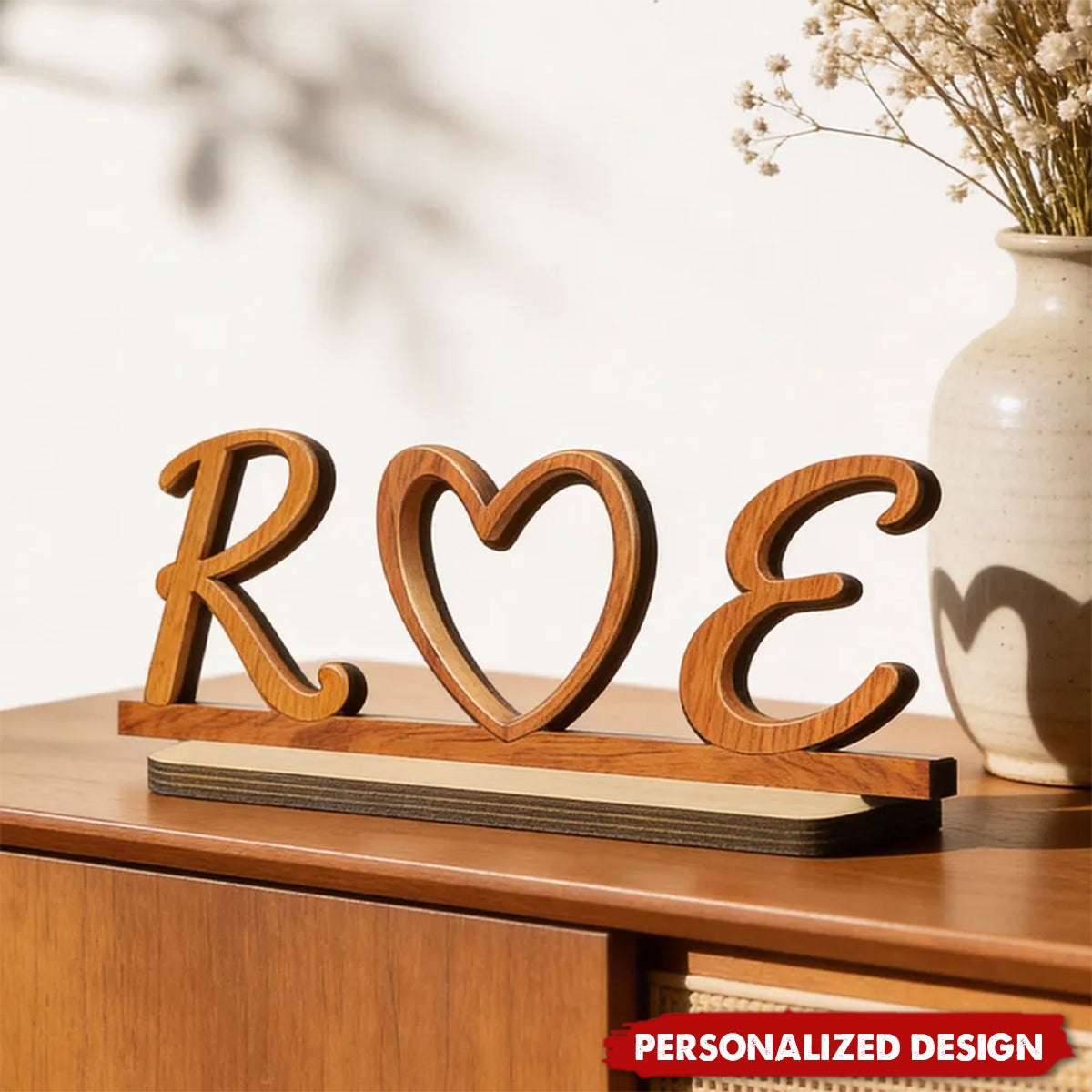 Couple Initials Heart-Personalized Wooden Plaque-Valentine's Day Gift