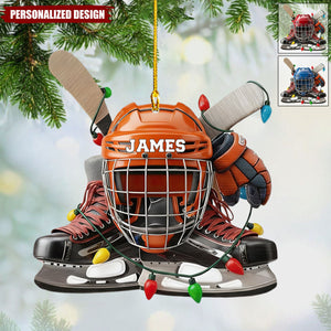 Personalized Ice Hockey Ornament Gift for Boys Girls Hockey Fans