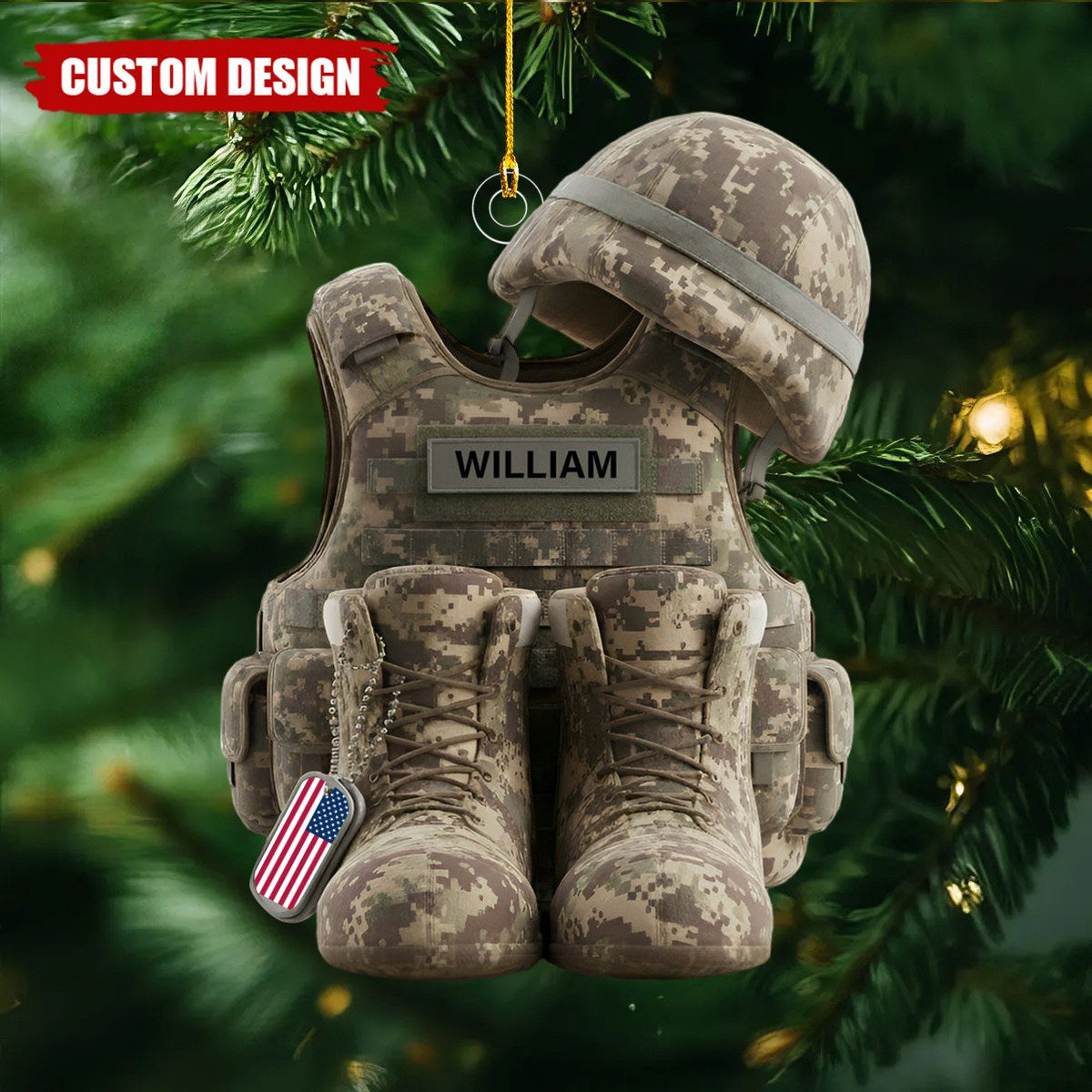 Personalized Military Christmas ornament