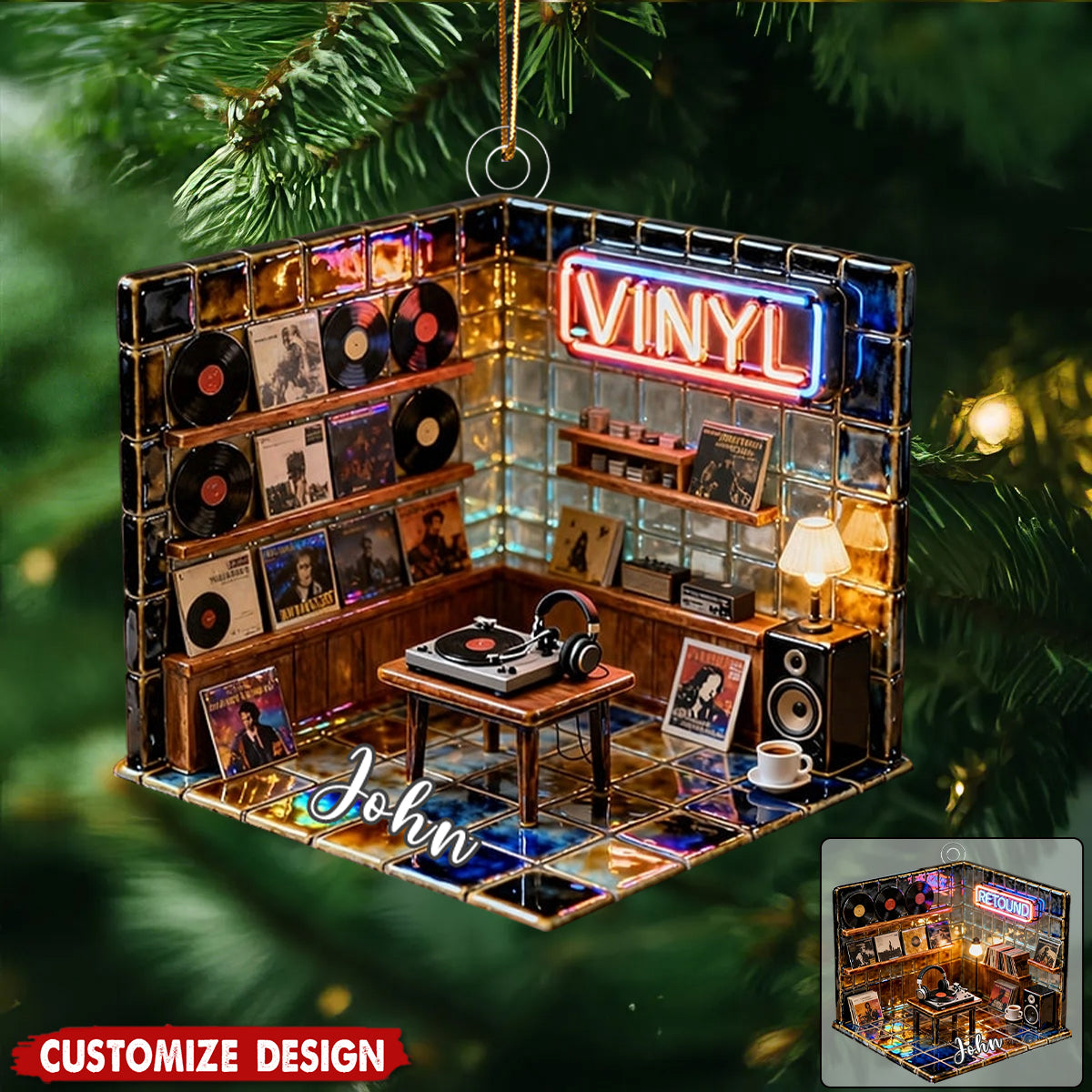 Personalized Record Store Ornament