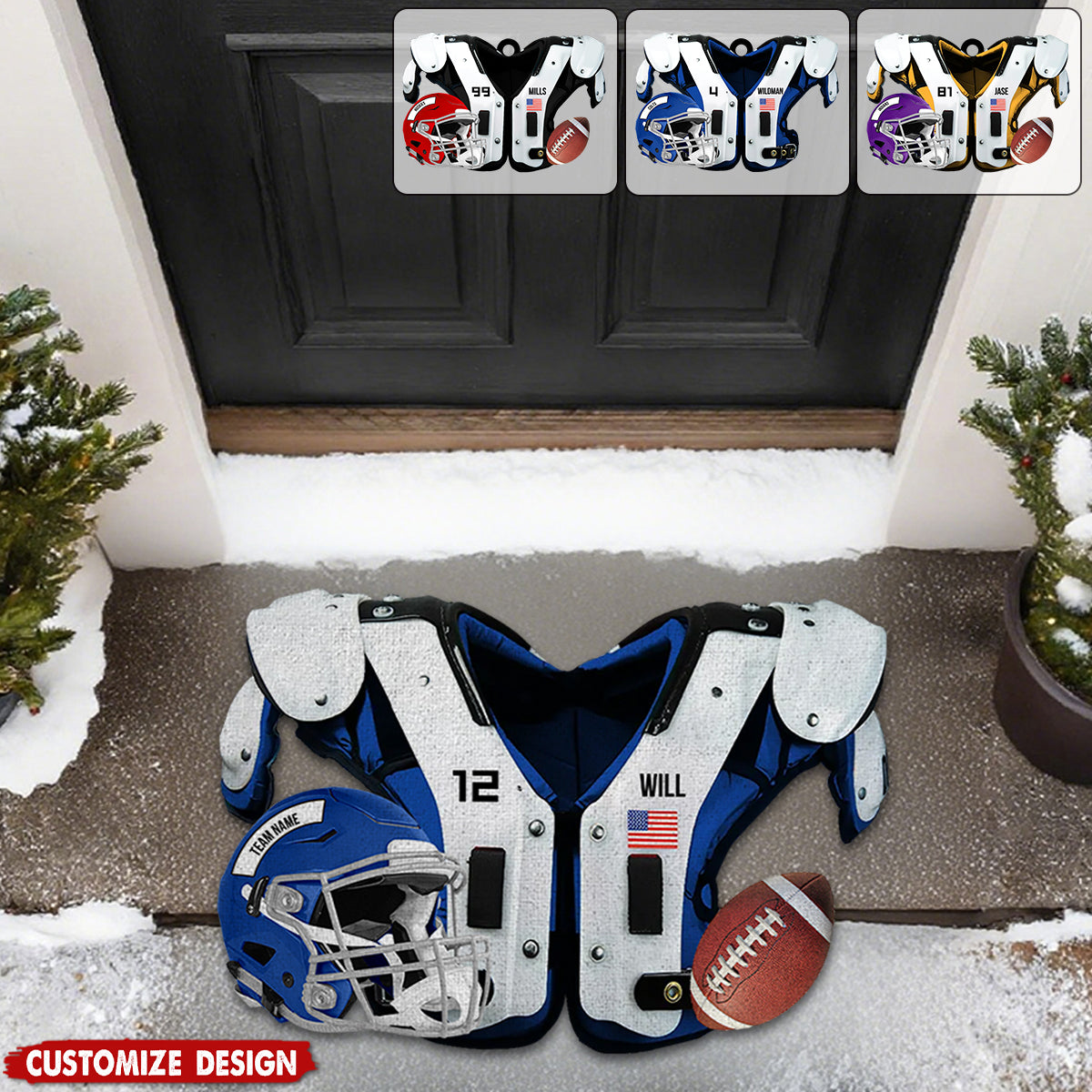 Personalized American Football Doormat/ Rug - Gift For American Lovers