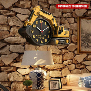 Personalized Excavator Wall Clock Plaque - Gifts For Excavator Car Lovers
