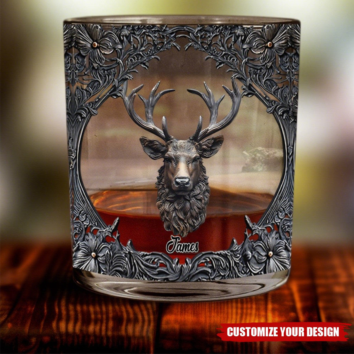 Love Hunting And Whiskey - Personalized Hunting Whiskey Glass