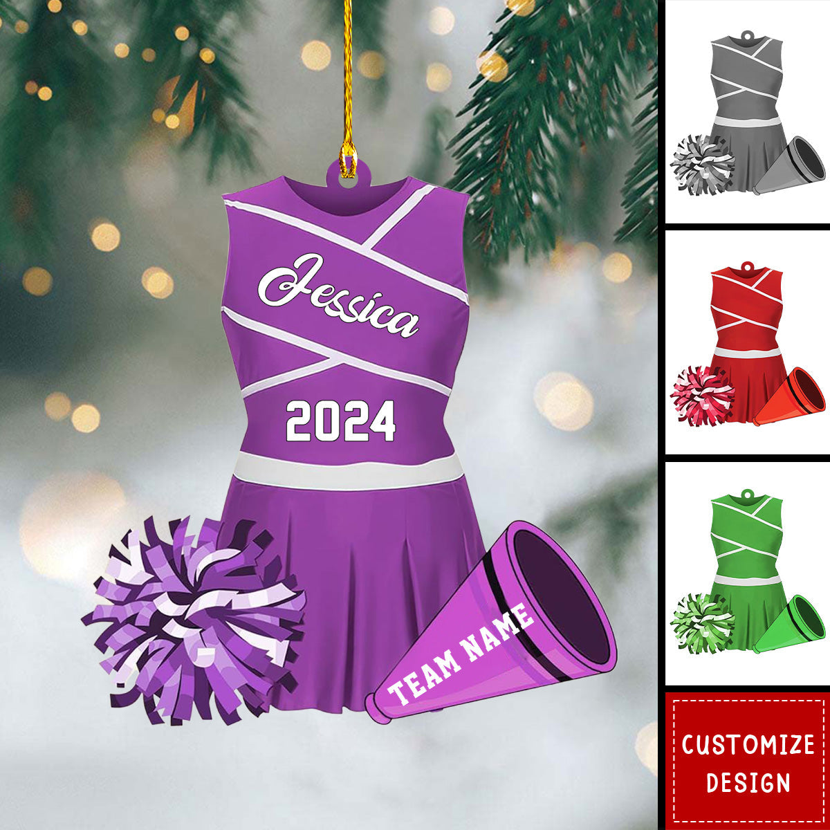 Personalized Cheerleader Ornaments - Gift For Cheerleading Pom pom Girl - New Release