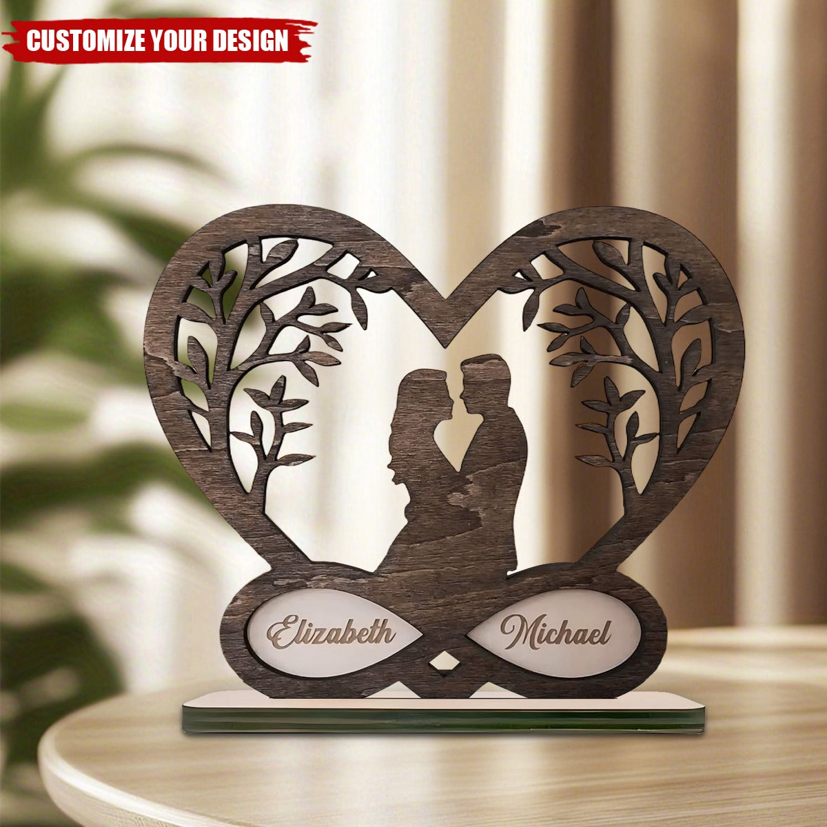 Personalized Romantic Couple Christmas Standing Wooden Plaque