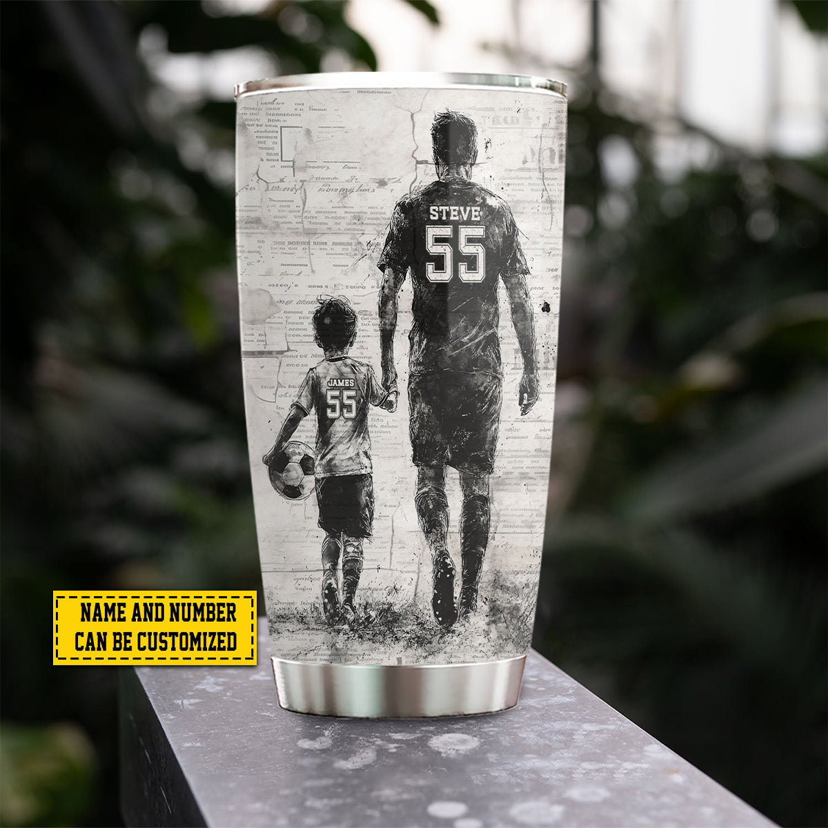 Behind Every Soccer Player-Personalized Soccer Dad Son Stainless Steel Tumbler-Father's Day Gift For Soccer Lovers