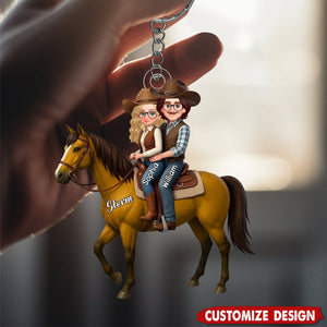 Personalized Horse Couple Acrylic Keychain - Gift For Couple, For Horse Lovers
