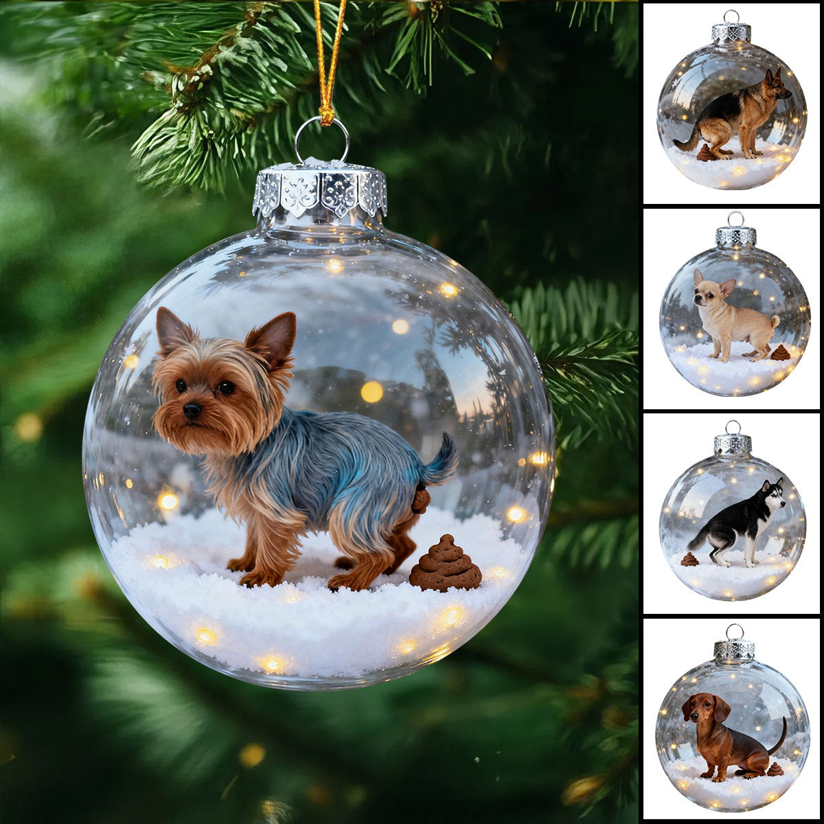 Funny Dog Poop Christmas Ornament Set