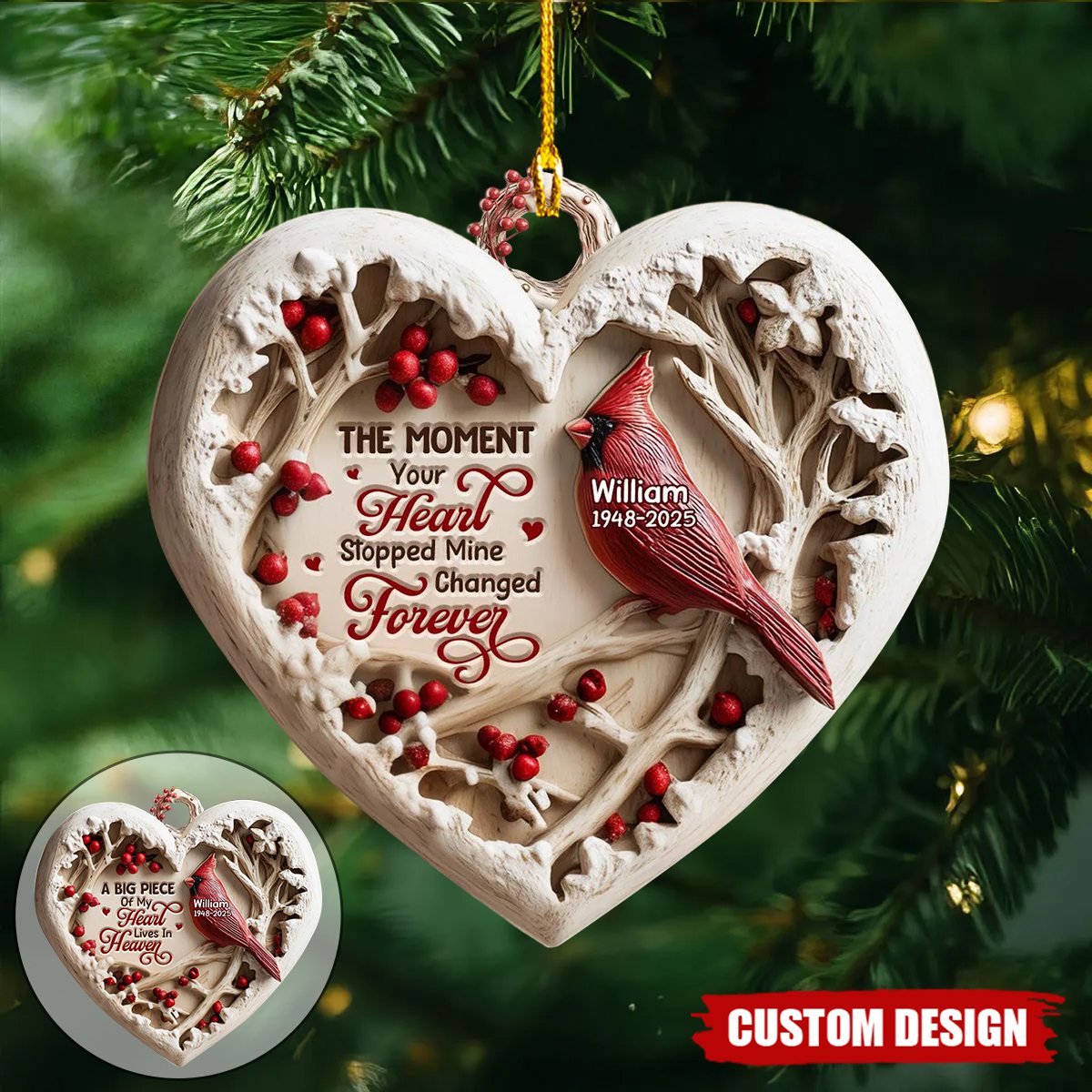 Personalized Cardinal Memorial Ornament