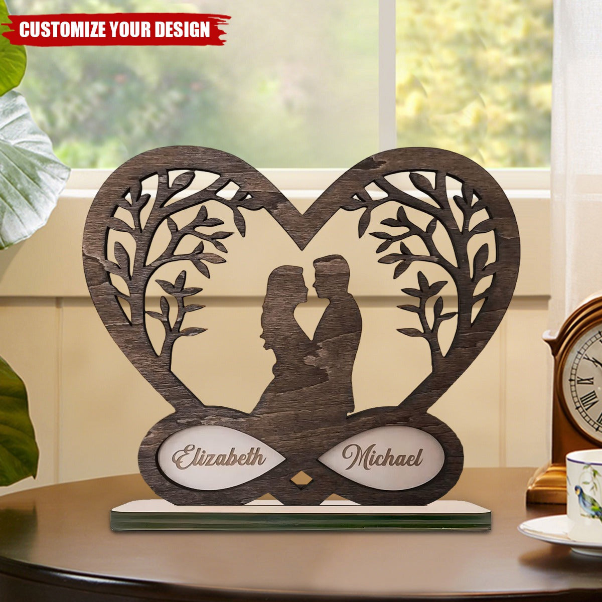 Personalized Romantic Couple Christmas Standing Wooden Plaque