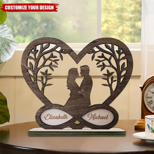 Personalized Romantic Couple Christmas Standing Wooden Plaque