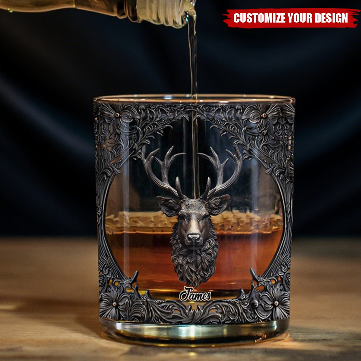 Love Hunting And Whiskey - Personalized Hunting Whiskey Glass