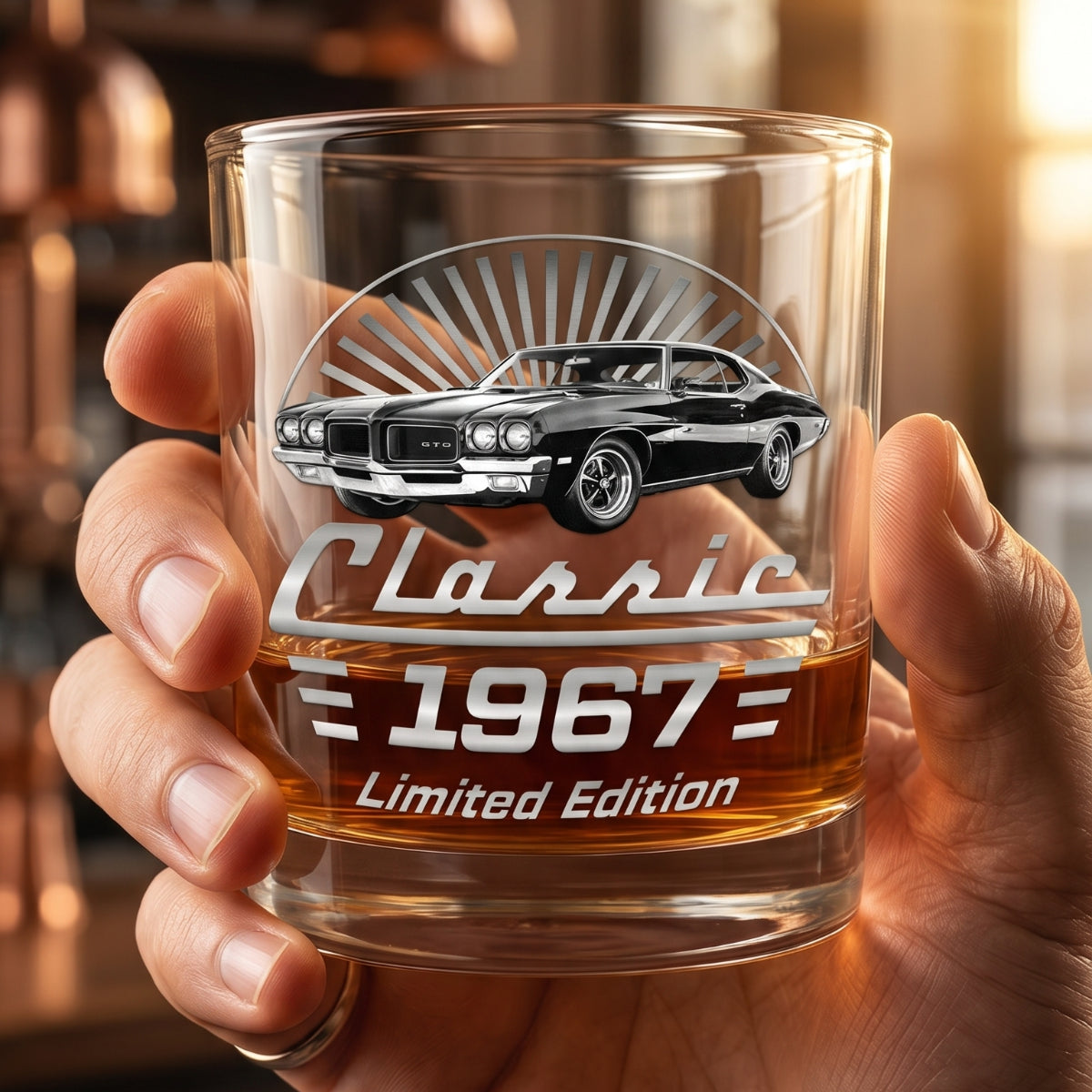 Custom Photo Classic Car Limited Edition - Personalized Whiskey Glass