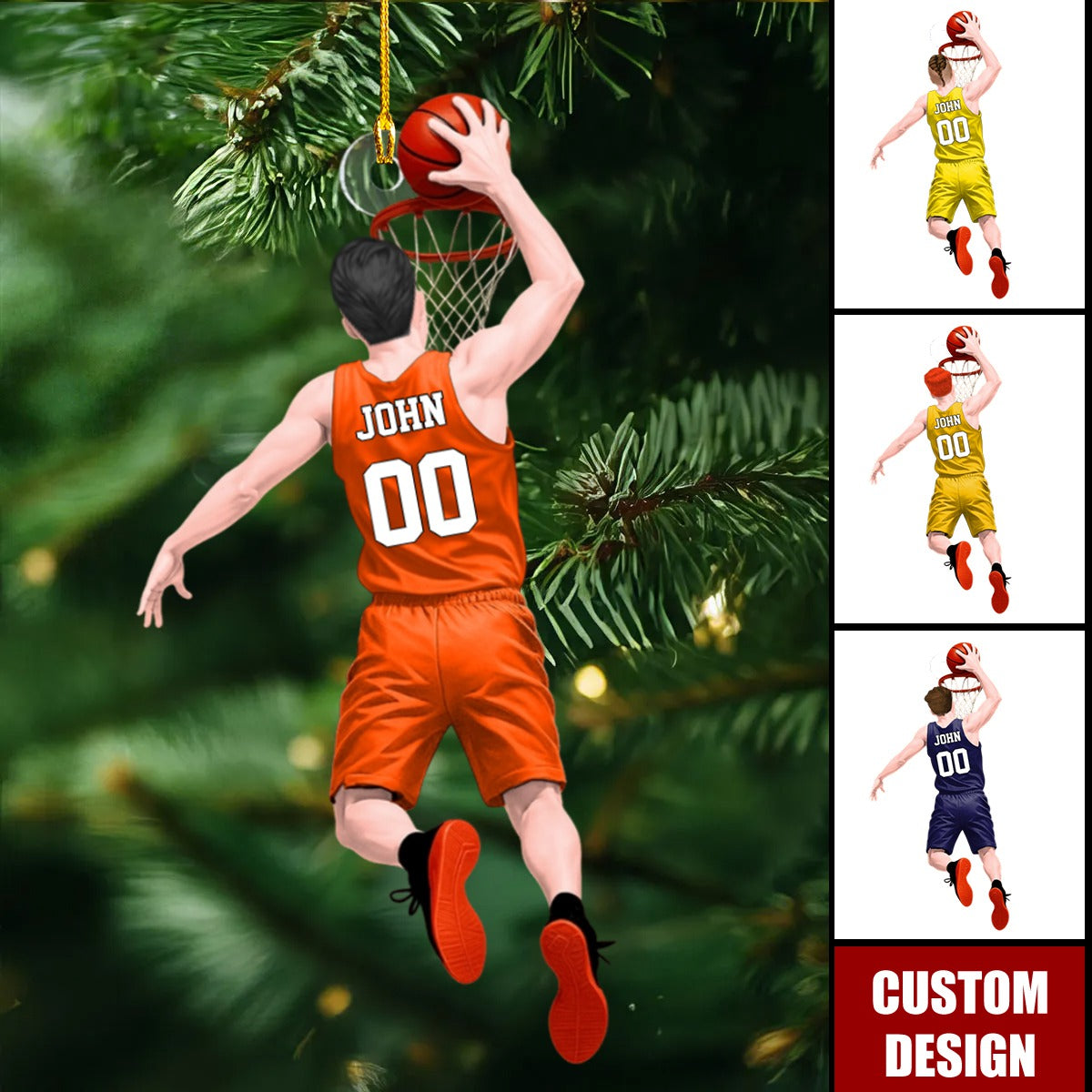 Basketball Jumping Dunking Personalized Ornament - Gift For Basketball Lovers