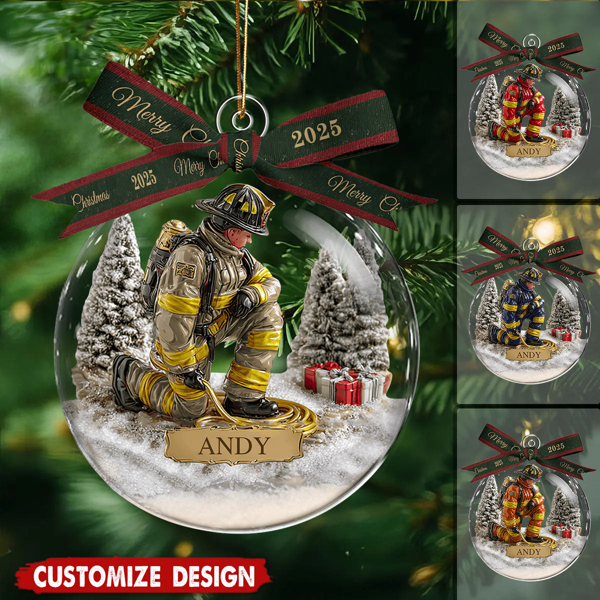 Proud Firefighter - Personalized Firefighter Snow Globe Ornament