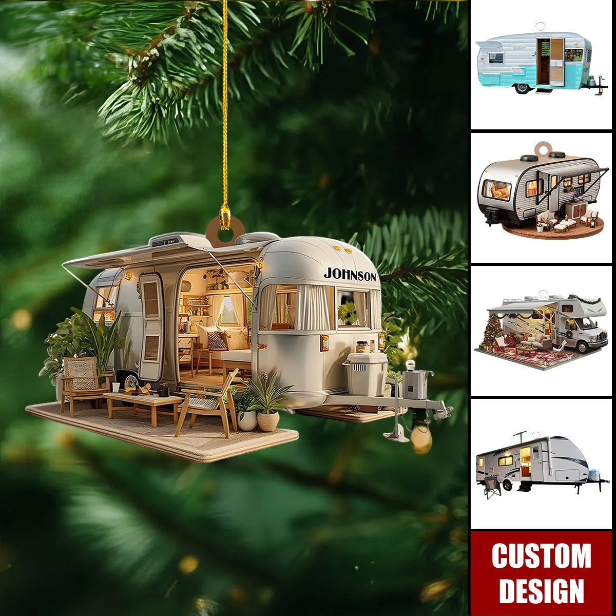 Personalized Camper Van Christmas Ornament, Gift For Travelers, Camper Keepsake, Adventure Gift, RV Decor, Travel Trailer Ornament