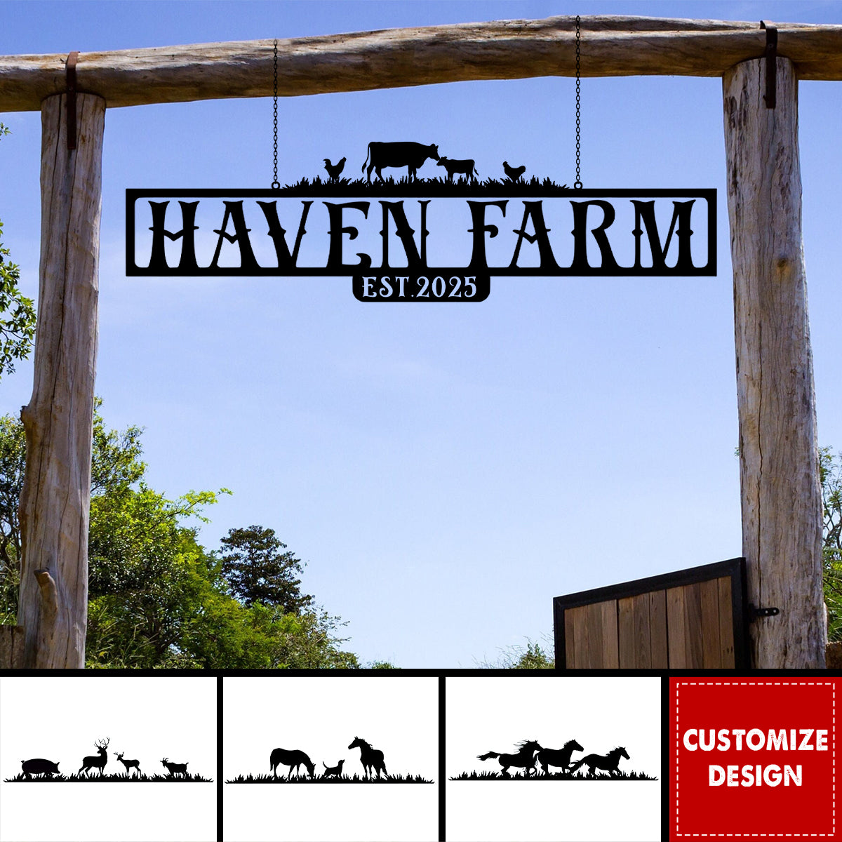 Personalized Black Metal Farm Metal Sign