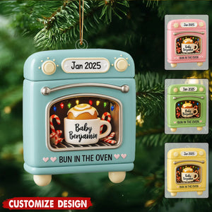 Personalized Pregnancy Announcement Ornament, Bun in Oven Keepsake
