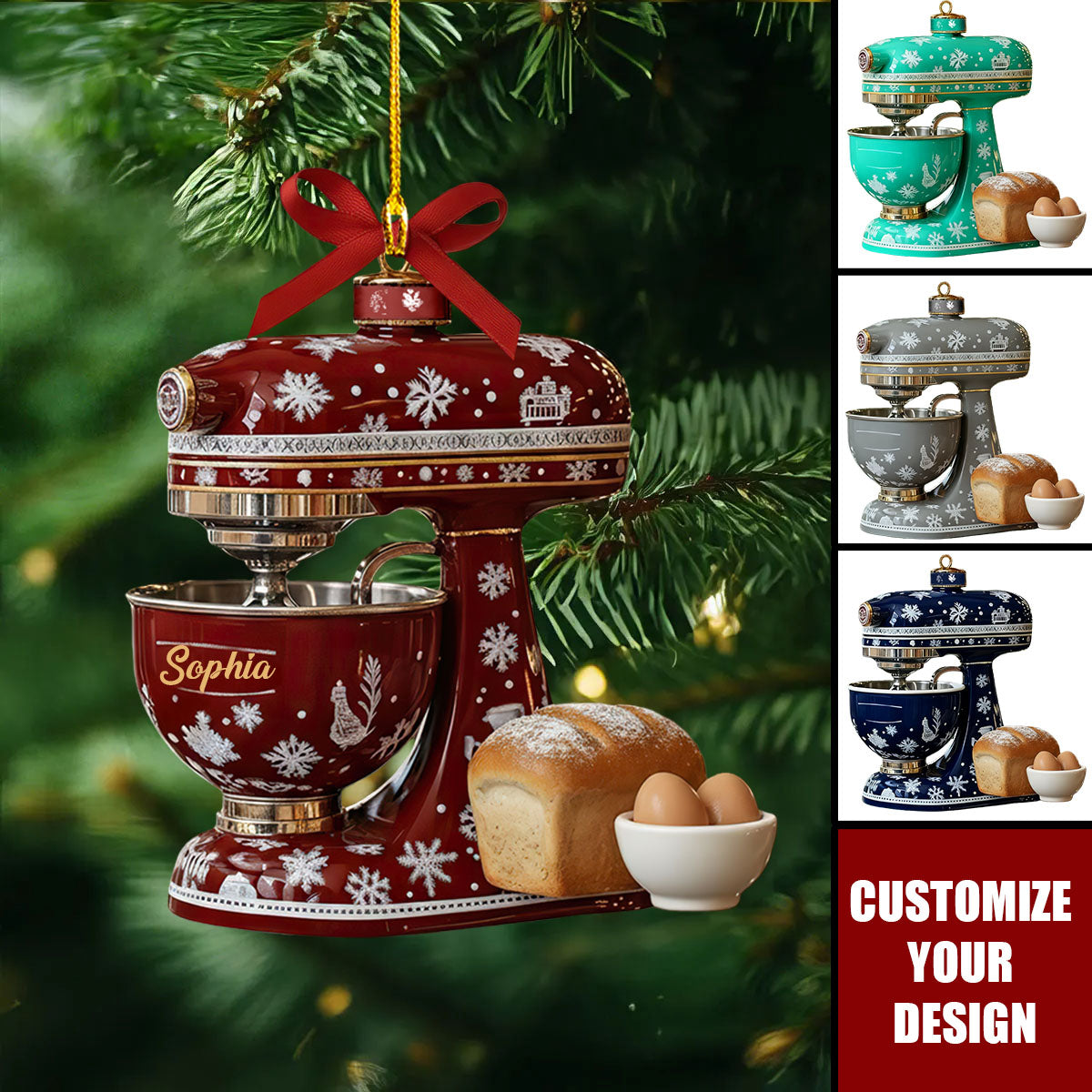 Personalized Christmas Mixer Ornament, Gift for Baker
