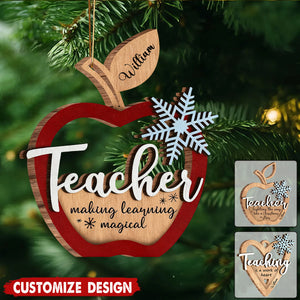 Personalized Teacher Wooden Christmas Ornament - Gift For Teacher