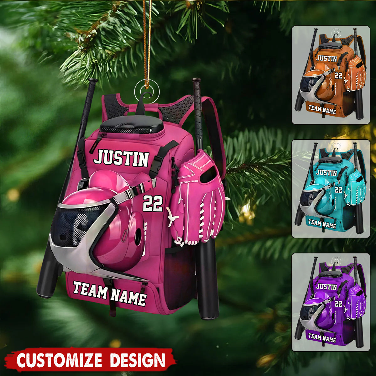 Personalized Baseball/Softball BagChristmas Ornament-Gift For Baseball/Softball Lovers