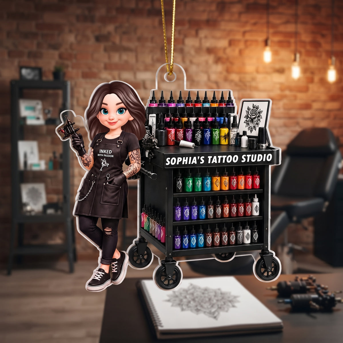Tattoo Artist Ink Tattoo - Personalized Acrylic Ornament - Christmas Gift for Her