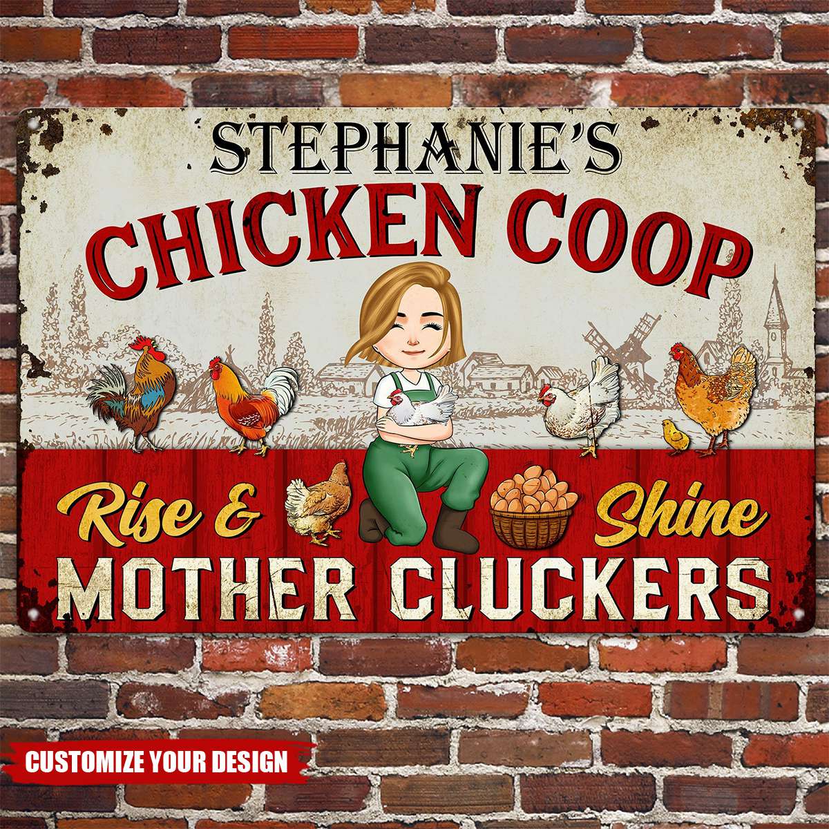 Rise And Shine Mother Cluckers - Personalized Metal Sign