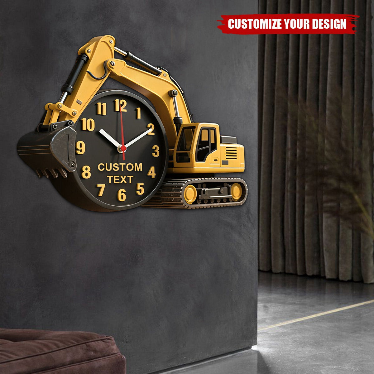 Personalized Excavator Wall Clock Plaque - Gifts For Excavator Car Lovers