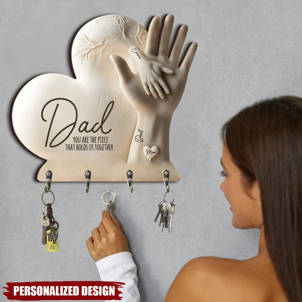 Dad/Mom You Are The Piece That Holds Us Together - Personalized Shaped Key Rack