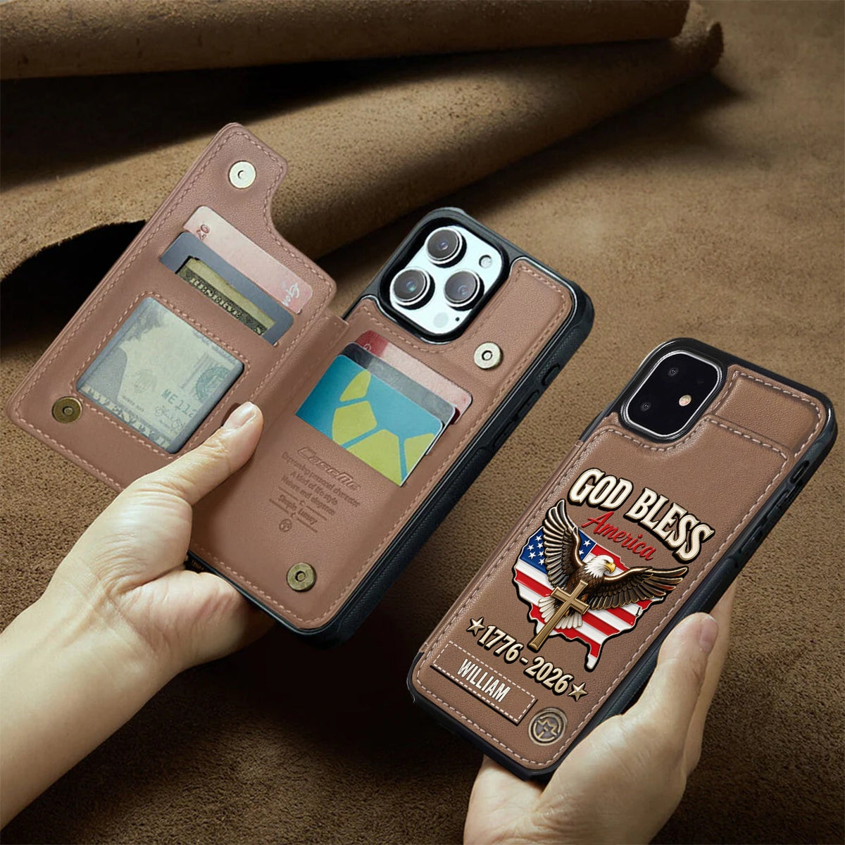 Personalized American 250Th Anniversary Wallet Phone Case