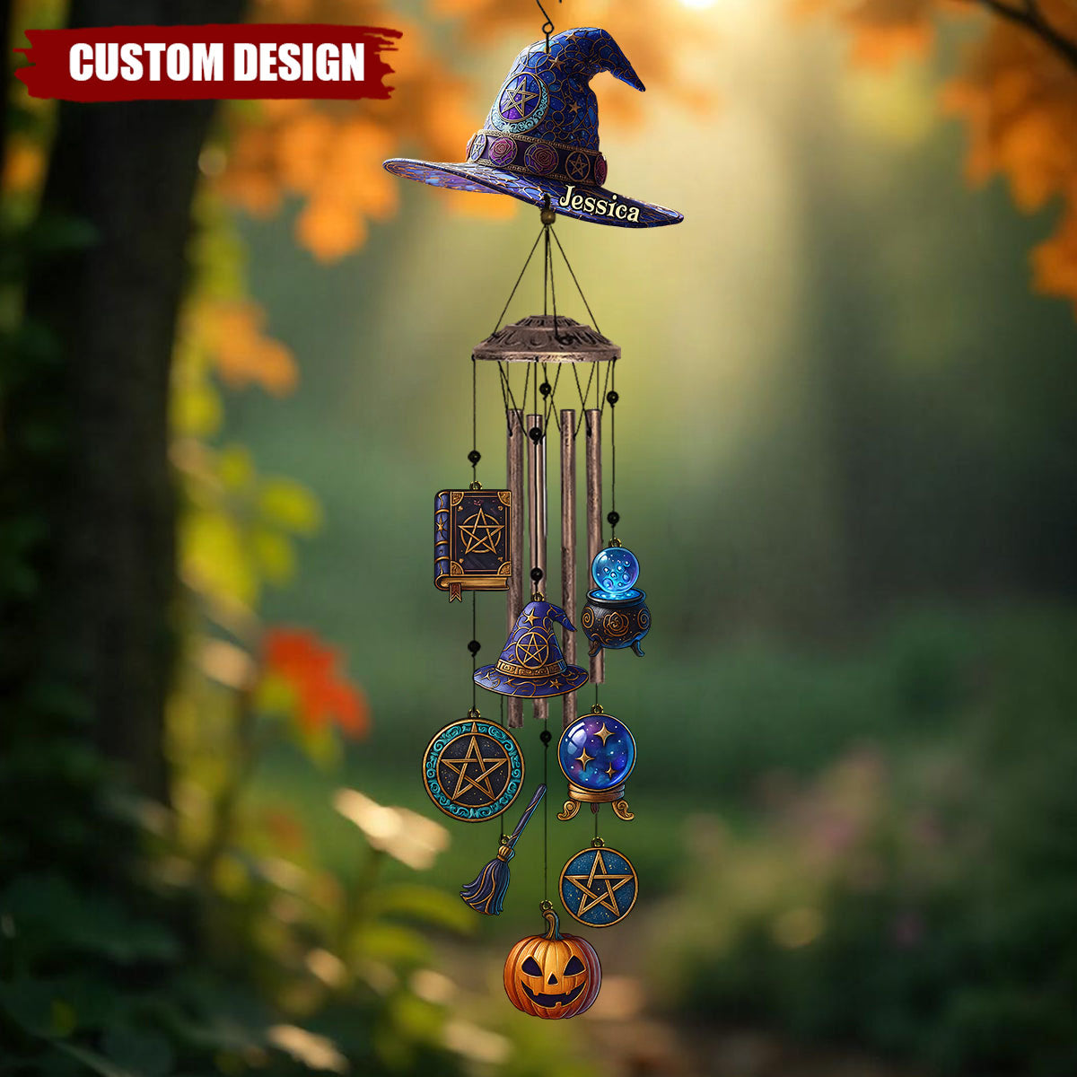 Witch Hat - Personalized Witch Wind Chime With Charms