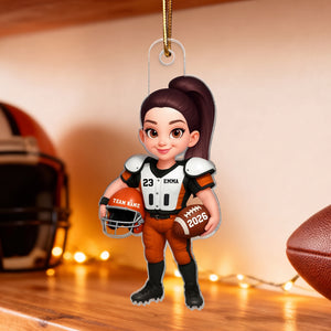 2D Effect Proud American Football Player - Personalized Acrylic  Ornament - Gift For Football Lovers, Grandson, Son, Husband