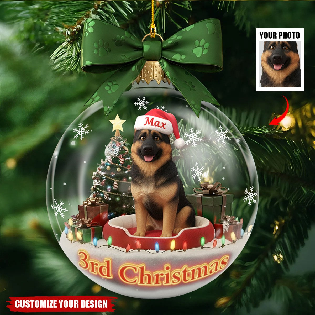 Personalized Dog Photo Acrylic Christmas Ornament - Gifts For Dog Lovers