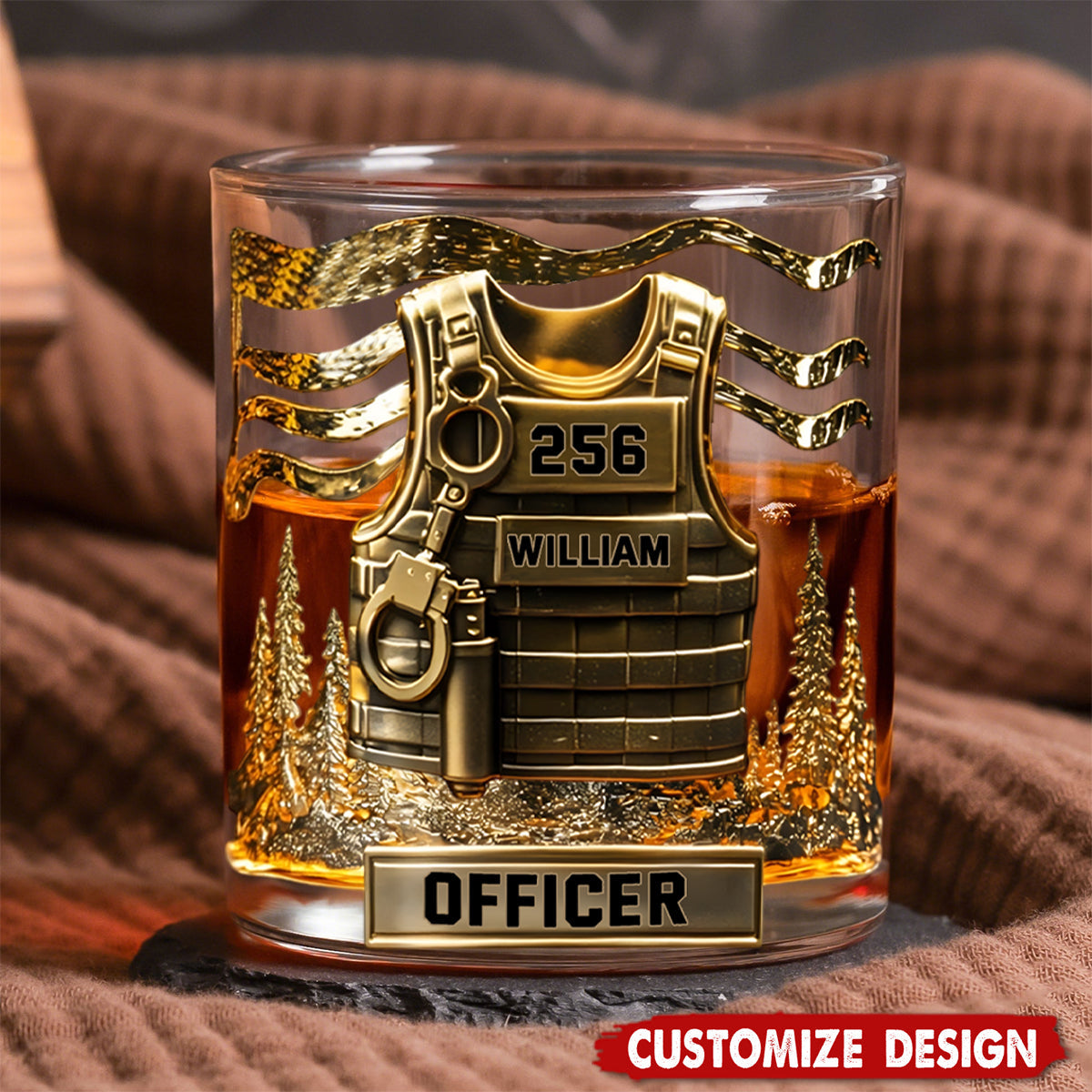 Personalized Police Officer Whiskey Glass - Serve And Protect