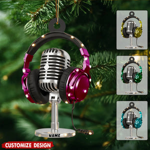 Personalized Microphone Radio Christmas Ornament - Gifts For Music Lover