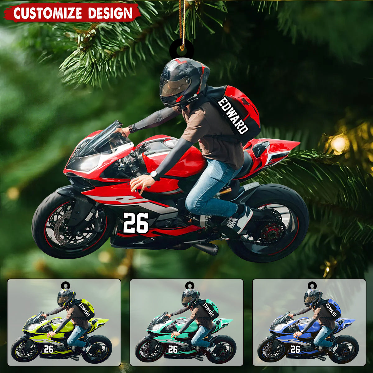 Personalized Motorcycle Christmas Ornament - Gift for Him