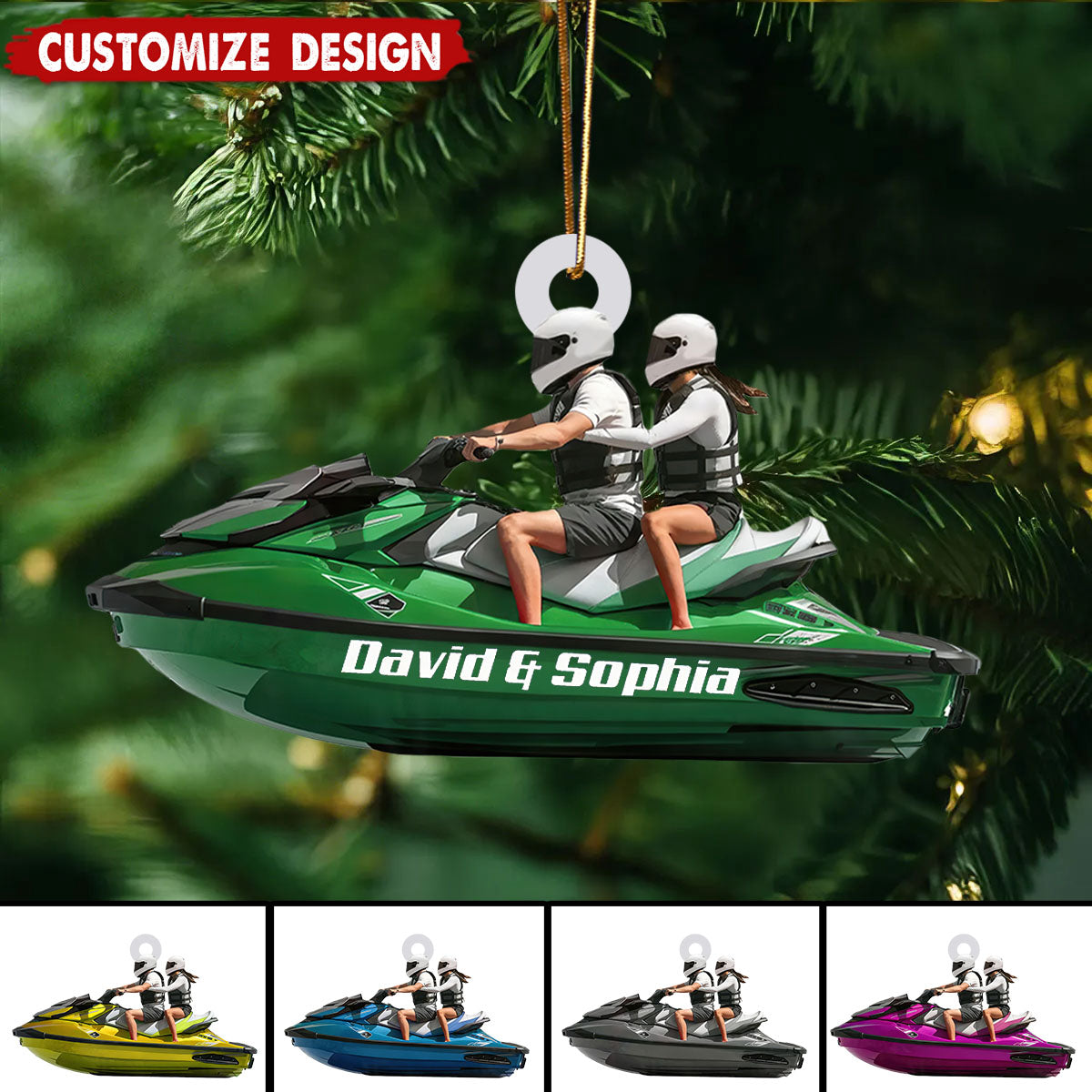 Personalized Jet Ski Couple Christmas Ornament - Gift For Couple