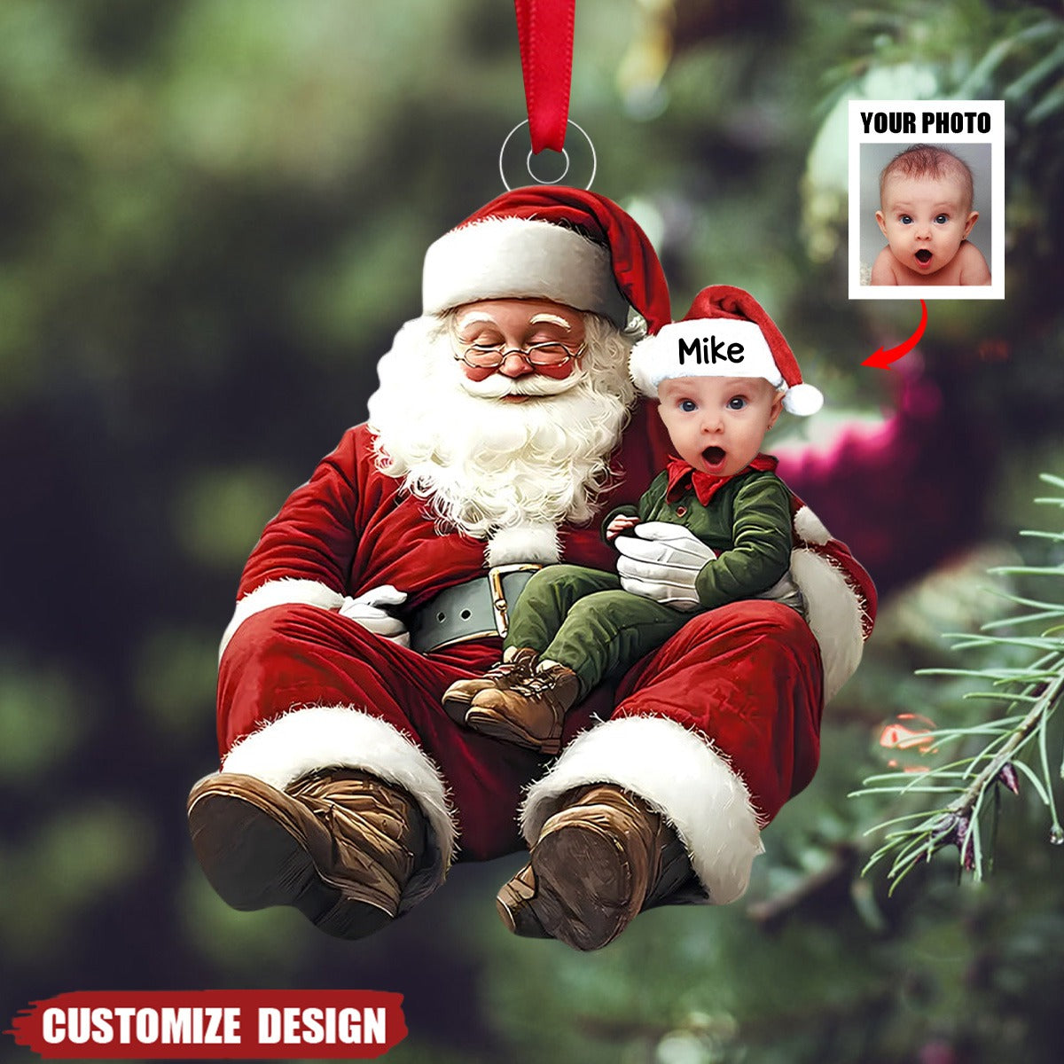 Custom Photo - Personalized Acrylic Family Photo Ornament - 2024 New Release