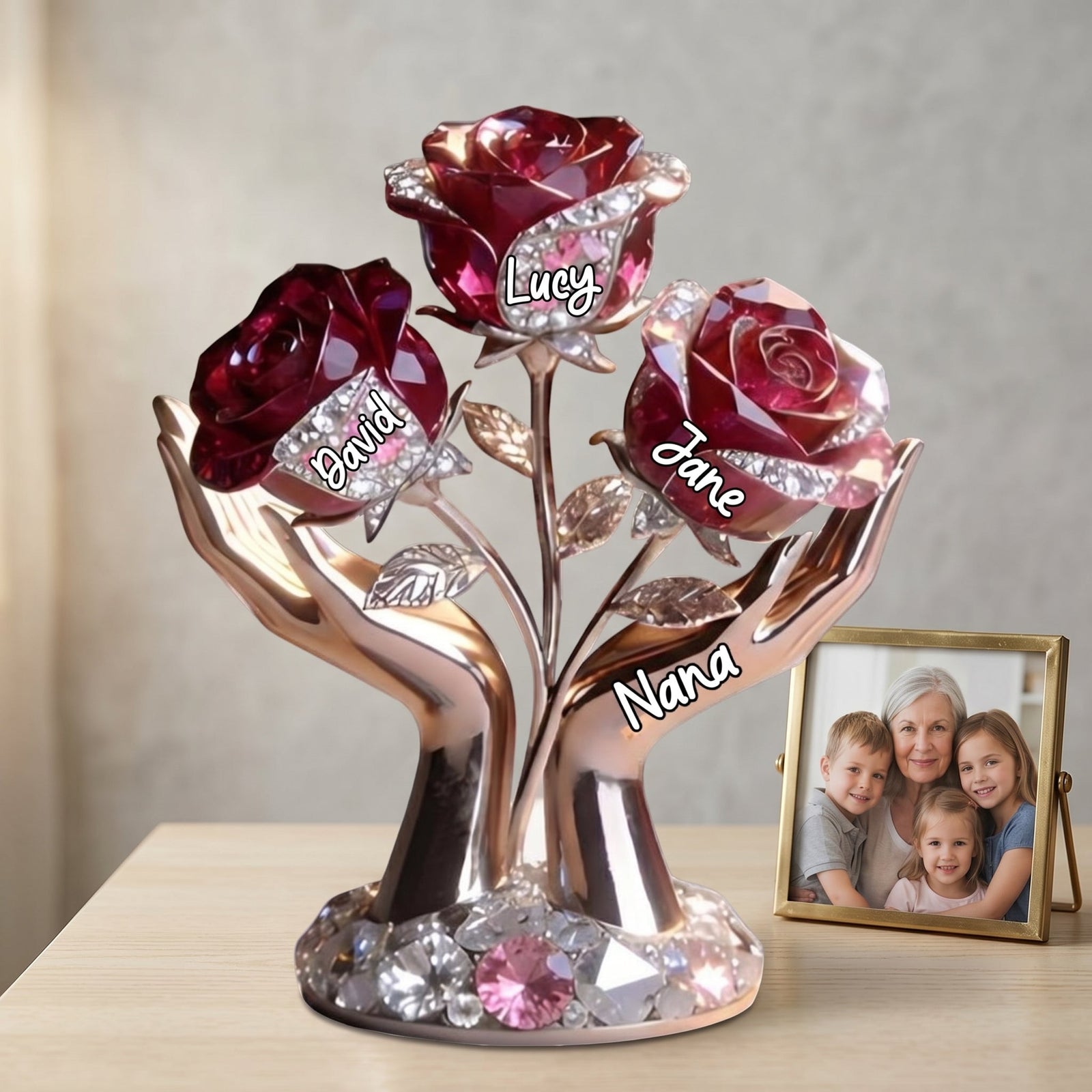 Mom Grandma Rose Tree - Personalized Custom Shaped Acrylic Plaque